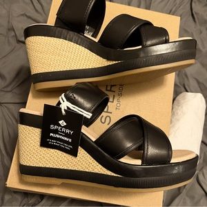 Sperry Womens Fairwater Plush Slide Sandal Wedge Shoes NWT in box